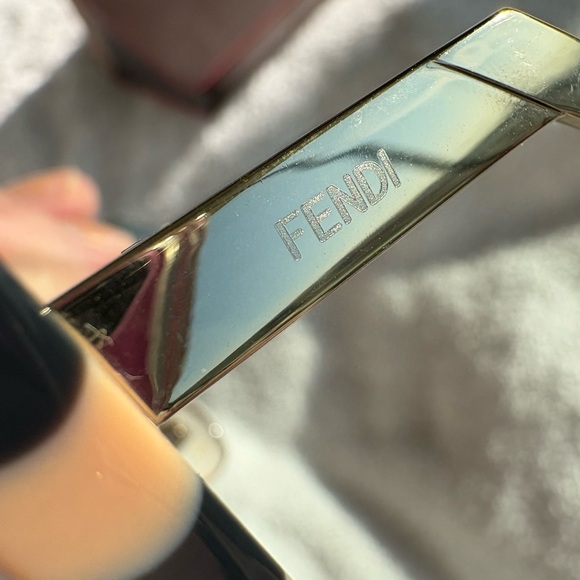 Fendi Black and Apricot Geometric Gold Hardware Sunglasses GUC main image 7